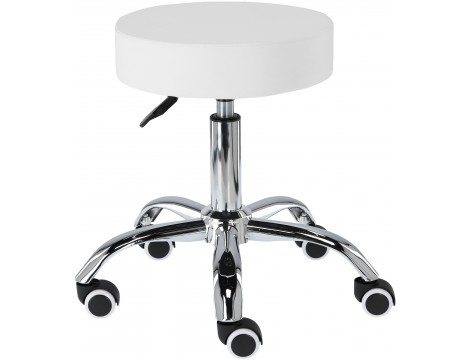 Krzesło taboret kosmetyczny fryzjerski hoker okrągły Biały Outlet