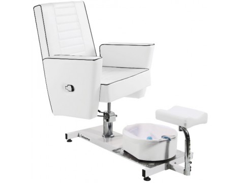 Fotel kosmetyczny do pedicure King odchylany z bąbelkowym masażerem stóp do salonu spa biały Outlet