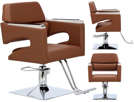 Fotel fryzjerski Gaja Brown hydrauliczny obrotowy podnóżek do salonu fryzjerskiego krzesło fryzjerskie Outlet