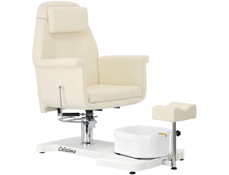 Fotel do pedicure z masażerem stóp kosmetyczny spa beżowy Luca Outlet - 3