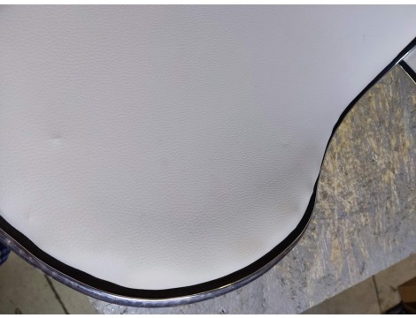 Taboret kosmetyczny siodło krzesło z oparciem biały Outlet - 7