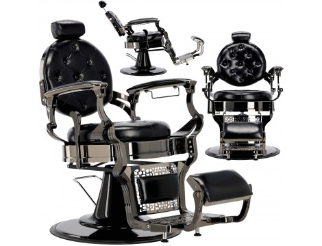 Fotel fryzjerski barberski hydrauliczny do salonu fryzjerskiego barber shop Logan Black Shiny Barberking Outlet