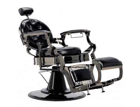 Fotel fryzjerski barberski hydrauliczny do salonu fryzjerskiego barber shop Logan Black Shiny Barberking Outlet - 6