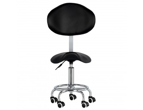 Taboret kosmetyczny siodło krzesło z oparciem Rodi Black Outlet - 5