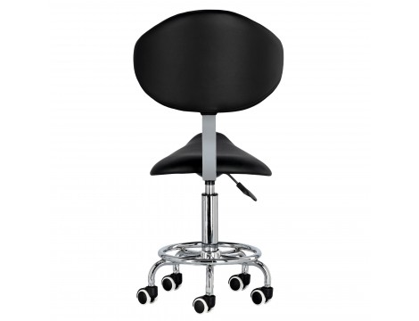 Taboret kosmetyczny siodło krzesło z oparciem Rodi Black Outlet - 4