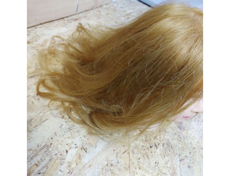 Główka treningowa Ela 55 cm gold, włos naturalny + uchwyt, fryzjerska do czesania, głowa do ćwiczeń Outlet - 4