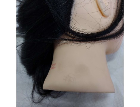 Główka treningowa  Jessica 55 black, włos naturalny + uchwyt fryzjerska do czesania głowa do ćwiczeń Outlet - 3