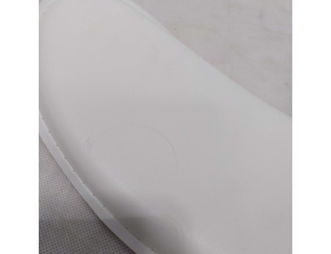 Taboret kosmetyczny z oparciem fryzjerski fotel biały Outlet - 5