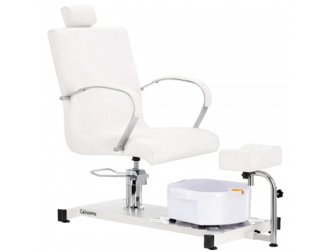 Fotel kosmetyczny do pedicure Luis z masażerem stóp do salonu spa biały Outlet - 2