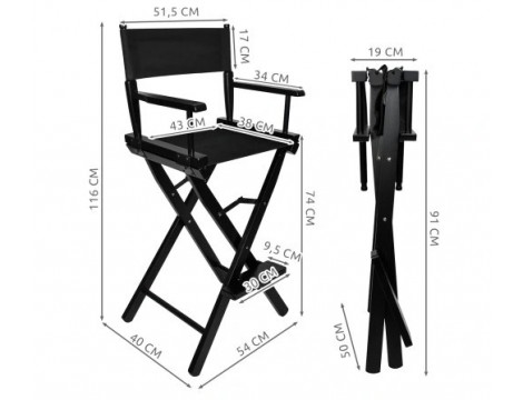 Krzesło fotel do make-up kosmetyczne z oparciem fotel gabinet SPA praktyczne składane drewniane Outlet - 6