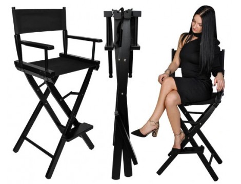 Krzesło fotel do make-up kosmetyczne z oparciem fotel gabinet SPA praktyczne składane drewniane Outlet - 2