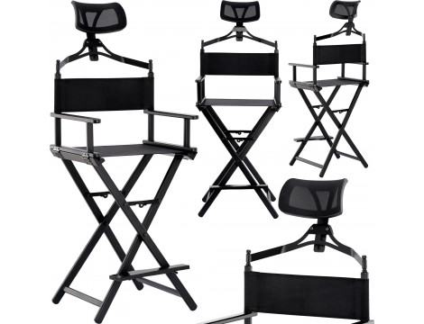 Krzesło z oparciem składane fotel do makijażu wizażu make-up aluminium lekkie Outlet