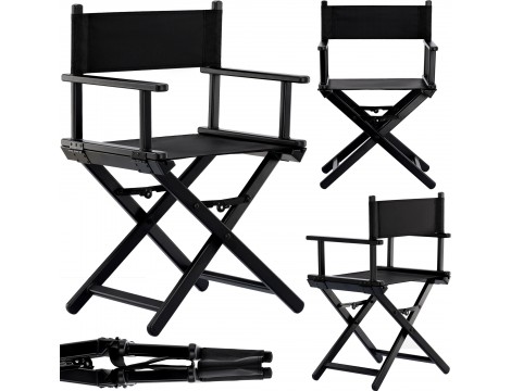 Krzesło z oparciem składane fotel do makijażu wizażu make-up aluminium lekkie MAKE-UP-02-CICI-BLACK Outlet