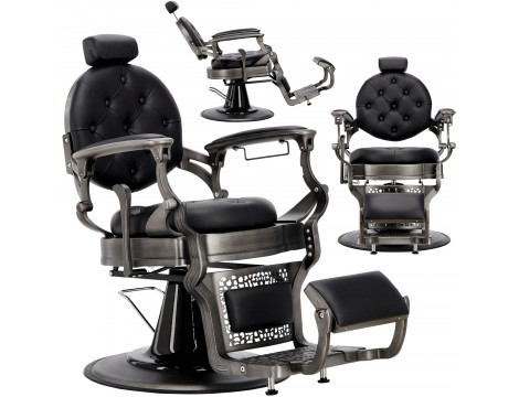 Fotel fryzjerski barberski hydrauliczny do salonu fryzjerskiego barber shop Logan Black Gungrey Barberking Outlet