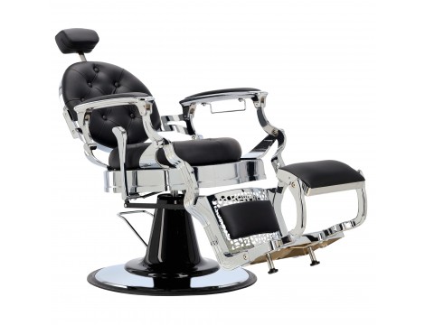 Fotel fryzjerski barberski hydrauliczny do salonu fryzjerskiego barber shop Logan Black Silver Barberking Outlet - 6