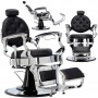 Fotel fryzjerski barberski hydrauliczny do salonu fryzjerskiego barber shop Logan Black Silver Barberking Outlet