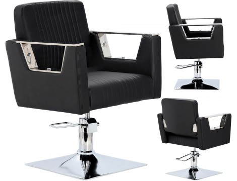 Fotel fryzjerski Kora Black hydrauliczny obrotowy do salonu fryzjerskiego krzesło fryzjerskie Outlet