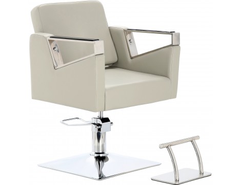 Fotel fryzjerski Tomas Grey hydrauliczny obrotowy podnóżek do salonu fryzjerskiego krzesło fryzjerskie Outlet