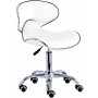 Taboret kosmetyczny siodło krzesło z oparciem biały Outlet - 5