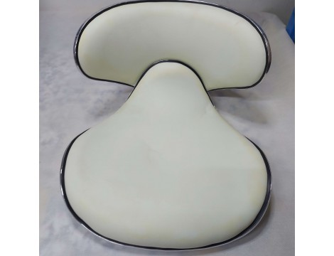 Taboret kosmetyczny siodło krzesło z oparciem biały Outlet - 8