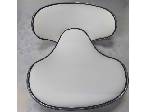 Taboret kosmetyczny siodło krzesło z oparciem biały Outlet - 8