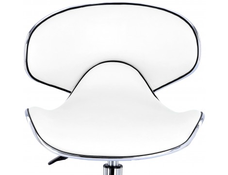 Taboret kosmetyczny siodło krzesło z oparciem biały Outlet - 6