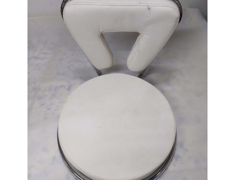 Taboret kosmetyczny siodło krzesło z oparciem biały Outlet - 3