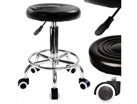 Taboret kosmetyczny okrągły fryzjerski hoker stołek czarny Outlet
