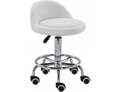 Krzesło taboret kosmetyczny fryzjerski biały Outlet