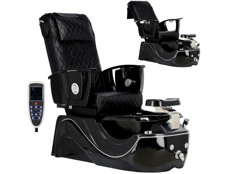 Fotel kosmetyczny elektryczny z masażem do pedicure stóp do salonu SPA czarny Outlet